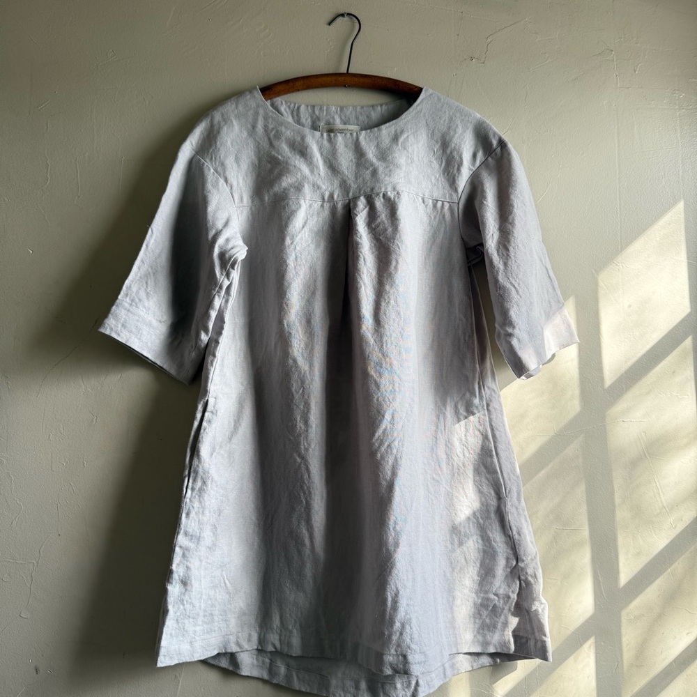 Saint November light gray linen short tunic style dress